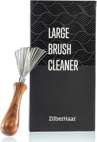 ZilberHaar Brush Cleaner - Beard and Hair Brush Cleaner Tool - Hand-Made Natural Hairbrush Cleaner Tool - 4.3 Inches Long and 1.9 Inches Wide at Rake End