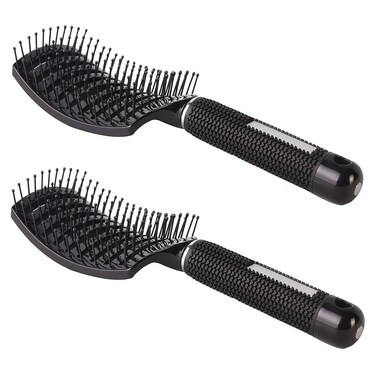 PERFEHAIR Curved Vented Hair Brush 2-Pack - Ergonomic Detangling and Massage Blow Dry Brush for Thick Hair, Vented Hairbrush for Women &amp; Men