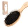 RHOS Boar Bristles Hair Brush for Women and Men, Anti-Static Wooden Paddle Brush for Detangling, Smoothing, Scalp Massage, Enhance Shine &amp; Health