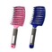 2 PACK Boar Bristle Hair Brush No Pull Curved Vented Hair Brush Detangler Brush Fast Blow Drying Hair Brush for Kids, Men, Women Wet Dry Long, Thin, Thick, Curly Tangled Hair (pink+blue)