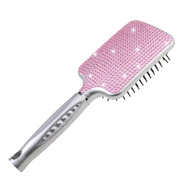 Fashion Pink Crystal Paddle Brush,Exclusive Blingbling Hair Brush,Massage Air Cushion Rhinestone Hair Comb For Women