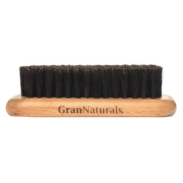 GranNaturals Palm Size Wide Boar Bristle Teasing Brush &amp; Smoothing Brush for Slick Back Hair, Edge Control, Backcombing to Create Sleek Hairstyle - Wooden Wide Portable Handle