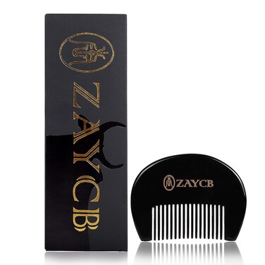 Fine Tooth Hair Combs overall 100% Natural Buffalo Horn design No Static Natural Hair Detangler（ Curly Hair Detangling Comb）Half circle width, black2, Medium