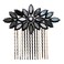 Faship Black Rhinestone Crystal Floral Hair Comb
