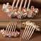 4 PCS Flower Rhinestones Hair Combs Accessories Wedding Crystal Opal Hair Side Combs Long Teeth Slide Hairpins Barrettes Clips Butterfly Hair Accessories for Women