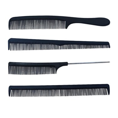 CAPRA FALCONERI Professional Styling Hair Comb Anti-Static Hairdressing Comb for Ladies Hair Hairstyle Wide Tooth Comb Large Tooth Combs Shark Teeth Rat Tail Comb(PACK of 4)
