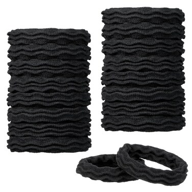 Expressions 18 Count Hair Tie Set in Classic Black - Waved Ponytail Elastic for Women and Girls - Hair Accessories Value Pack - Black Hair Ties for Everyday Use