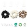100% Pure 22 Momme Mulberry Silk Scrunchies -Frizz&amp;Breakage Prevention-Hair Care Ponytail Holders for Women- Silk Hair Ties (Black, White, Caramel)