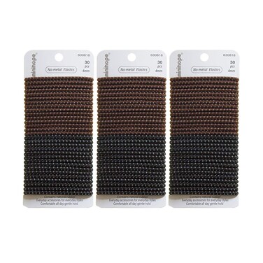 minihope 4mm Non-Metal Hair Ties, 90 Count, Brown &amp; Black, Value Pack