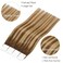 Loxxy Tape in Hair Extensions Human Hair Invisible Brazilian Natural Thick Remy Hair Ombre Chocalate Brown Fading into Chocolate Brown With Strawberry Blonde Highlight R#4-4/27 20pcs 50g/pack 14Inch