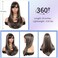 Kalyss Brown with Highlights Yaki Synthetic Women's Wig With Hair Bangs Centre Parting Long Straight Layered Heat Resistant Human Hair Blended Hair Wig for Women (brown with highlights color)