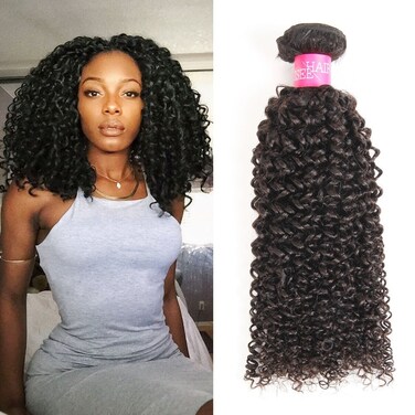 ISEE Hair Virgin Malaysian Deep Curly Jerry Curly Human Hair 3 Bundles,100% Unprocessed Human Curly Hair Extensions Natural Black Can Be Dyed 16inches