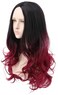 yuehong Long Wavy Two Tone Ombre Black Dark Red Women Wig Anime Cosplay Costume Wigs