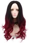 yuehong Long Wavy Two Tone Ombre Black Dark Red Women Wig Anime Cosplay Costume Wigs