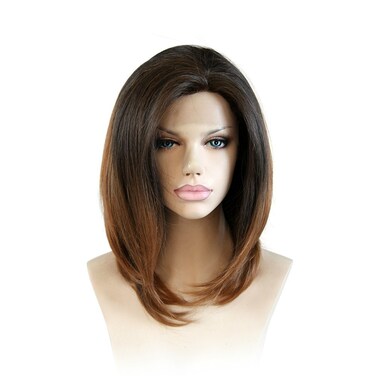 PT2/27# Color Short Bob Straight Synthetic Lace Front Wigs for Women Half Hand Tied Fiber Hair Wig 10 inch