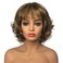 Wiginway Women Wigs Short Curly Brown Hair Wig Bangs Natural Full Synthetic Wig 6 Inches