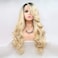 xiweiya Long Ombre Blonde Lace Front Wig with Dark Roots 2 Tones Mixed Blonde Body Wave 13x3 Lace Front Wigs Side Part Heat Resistant Fiber Wig Hair Replacement for women 24inch