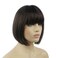 Lydell 8" Straight Short Bob Hair Flat Bangs Cute Central Dot Skin Top Heat Resistant Synthetic Wigs (6 Chestnut Brown)