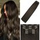 WindTouch Clip in Hair Extensions Real Human Hair Brown Hair Extensions 12Inch 70g 7PCS Hair Extension Real Human Hair Clip Ins #2 Dark Brown Hair Extensions for Women