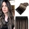 Wire Hair Extensions,14inch Wire Hair Extensions Human Hair 70g, Ombre Natural Black to Chestnut Brown Hidden Hair Extensions Human Hair 100% Human Hair Extensions Flip Hair Extensions