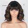 MISSQUEEN Black Mixed Brown Wigs Short Wavy Curly Wig with Bangs Shoulder Length Synthetic Hair Wigs Heat Resistant Fiber Wig for Daily Party (Black Mixed Brown)