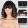 MISSQUEEN Black Mixed Brown Wigs Short Wavy Curly Wig with Bangs Shoulder Length Synthetic Hair Wigs Heat Resistant Fiber Wig for Daily Party (Black Mixed Brown)