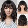 MISSQUEEN Black Mixed Brown Wigs Short Wavy Curly Wig with Bangs Shoulder Length Synthetic Hair Wigs Heat Resistant Fiber Wig for Daily Party (Black Mixed Brown)