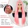 Xinran Pink Long Straight Wig Light Pink Middle Part Synthetic Hair Wig Natural Hairline Replacement Daily Use Cosplay (Pink)