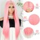 Xinran Pink Long Straight Wig Light Pink Middle Part Synthetic Hair Wig Natural Hairline Replacement Daily Use Cosplay (Pink)