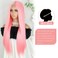 Xinran Pink Long Straight Wig Light Pink Middle Part Synthetic Hair Wig Natural Hairline Replacement Daily Use Cosplay (Pink)