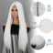 Xinran Long white straight Wig for Women white Middle Part Synthetic Hair Wig Natural Hairline Replacement Daily Use Cosplay
