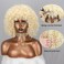 Xinran Blonde Curly Wig Afro Kinky Curly Wigs with Bangs，Light Blonde Afro 70s Wigs for Women，Cute Natural Synthtic Hair for Daily Party Wig 14 inch