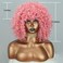 Xinran Pink Curly Afro Wig for Women，70&rsquo;s Kinky Big Curly Wig With Bangs Short Loose Curly Wigs，Natural Looking for Daily Cosplay 14 inch