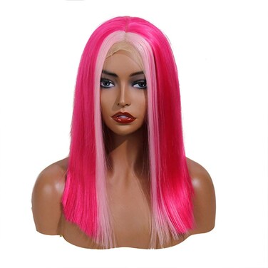 Wiginway 14" Ombre Hot Pink Wig Bob Lace Front Synthetic Wigs With Natural Hairline Heat Resistant Short Wigs For Women Drag Queen&acirc;&euro;&brvbar;