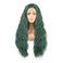WeiSha Dark Green Wig For Women Long Wavy Synthetic Lace Front Wig Beach Wave With Natural Hairline Side Parting 13x4 Frontal Lace Wig Heat Friendly Fiber Viridian Green Wig 150% Density (24 Inches)