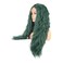 WeiSha Dark Green Wig For Women Long Wavy Synthetic Lace Front Wig Beach Wave With Natural Hairline Side Parting 13x4 Frontal Lace Wig Heat Friendly Fiber Viridian Green Wig 150% Density (24 Inches)