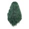 WeiSha Dark Green Wig For Women Long Wavy Synthetic Lace Front Wig Beach Wave With Natural Hairline Side Parting 13x4 Frontal Lace Wig Heat Friendly Fiber Viridian Green Wig 150% Density (24 Inches)