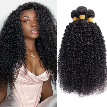 EMOL Curly Bundles Human Hair Kinky Curly Human Hair Bundles for Black Women 8 10 12 inch Afro Kinkycurly Bundles Human Hair Weave 3 Bundles Kinky Hair Wefts