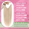 YoungSee Wire Hair Extensions Real Human Hair Highlight Fish Line Hair Extensions Blonde Highlights Bleach Blonde with Strawberry Highlights Thickness for Women 80G 16In