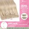 YoungSee Wire Hair Extensions Real Human Hair Highlight Fish Line Hair Extensions Blonde Highlights Bleach Blonde with Strawberry Highlights Thickness for Women 80G 16In