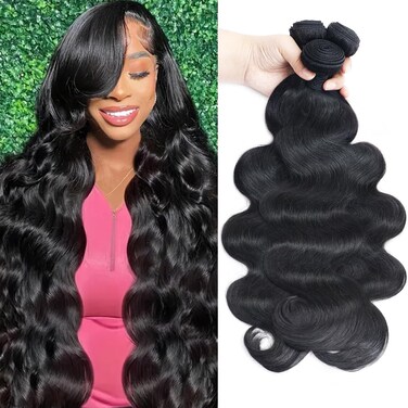 Xagujpo Bundles Human Hair 22 24 26 Inch 12A Body Wave Bundles 100% Unprocessed Brazilian Virgin Weave Bundles Human Hair 3 Bundles Deals Hair Extensions Real Human Hair Natural Black For Women