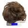100% Human Messy Hair Bun with Fringe Tail Tousled Updo Scrunchies Hair Pieces Ponytail Hair Extension Curly Wavy Chignon Hairpieces for Women Girls (Light Brown)