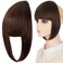 Bangs Hair Clip Extensions French Bangs Natural Thick Curved Fringe with Long Temples Clip-in Straight Hairpiece for Women(French bangs,medium brown)