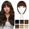 Bangs Hair Clip Extensions French Bangs Natural Thick Curved Fringe with Long Temples Clip-in Straight Hairpiece for Women(French bangs,medium brown)