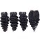 Deep Wave Bundles with Closure Brazilian Deep Curly Human Hair 3 Bundles with Closure(10 10 10+10) Middle Part 4x4 inch Lace Closure Wet and Wavy Bundles with 4x4 Closure 50g/bundle