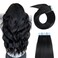YILITE Tape in Hair Extensions Human Hair Jet Black #1 20 inches 20pcs 50g/pack Straight Seamless Skin Weft Invisible Tape in Human Hair Extensions (20Inche Jet Black #1)