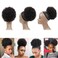 100% Human Hair Afro Puff Drawstring Ponytail Short Curly Afro Bun Hair Extension Natural Black 1B# Hairpiece with Two Clips for Black Women