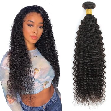 Brazilian 8A Kinky Curly Human Hair 1 Bundles,100% Unprocessed Natural Black Can Be Dyed and Bleached (14 Natural Black)