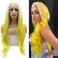 Yellow Synthetic Lace Front Wig 613 Blonde Mint Yellow Lace Wig for Women Long Straight Ombre Colorful Wig Natural Hairline Realistic Gluelesss Hair Replacement Wigs Lacefront Cosplay Daily 24 Inch