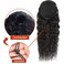 Corn Wave Ponytail Human Hair Clip in Corn Wave Ponytail Extensions, 10A Black Drawstring Ponytail Extension Human Hair for Women, 3C Curly Wavy Ponytail Clip in Hairpiece 16 Inch